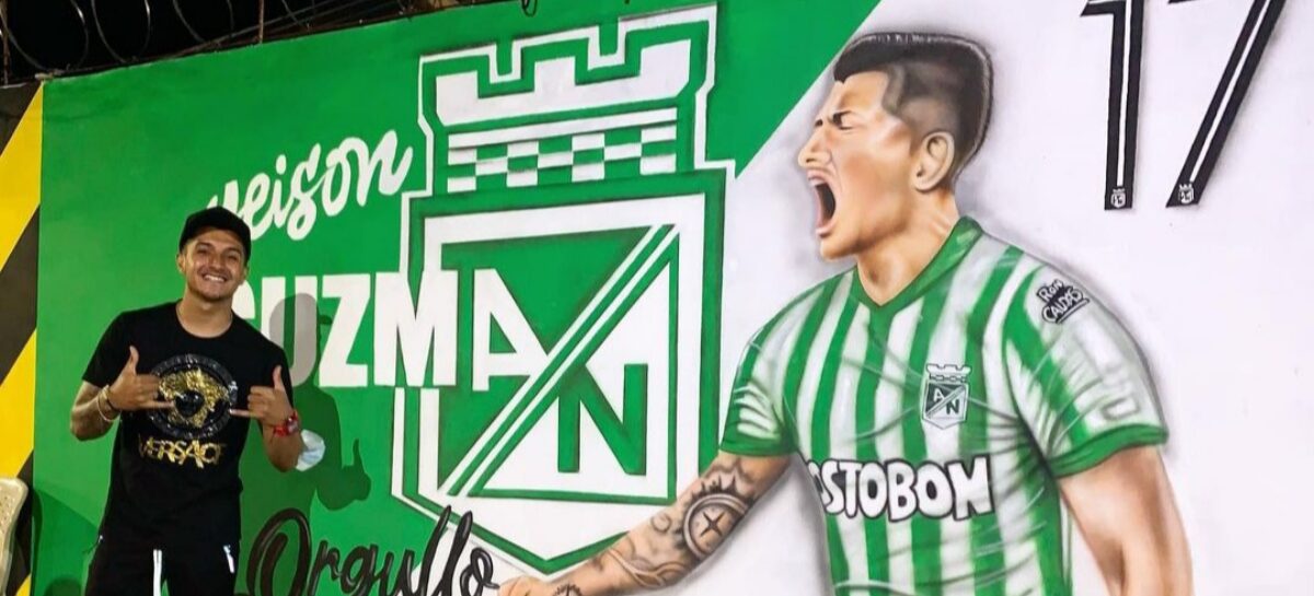 Yeison Guzmán recibió un mural por parte de los hinchas de Atlético Nacional en La Unión