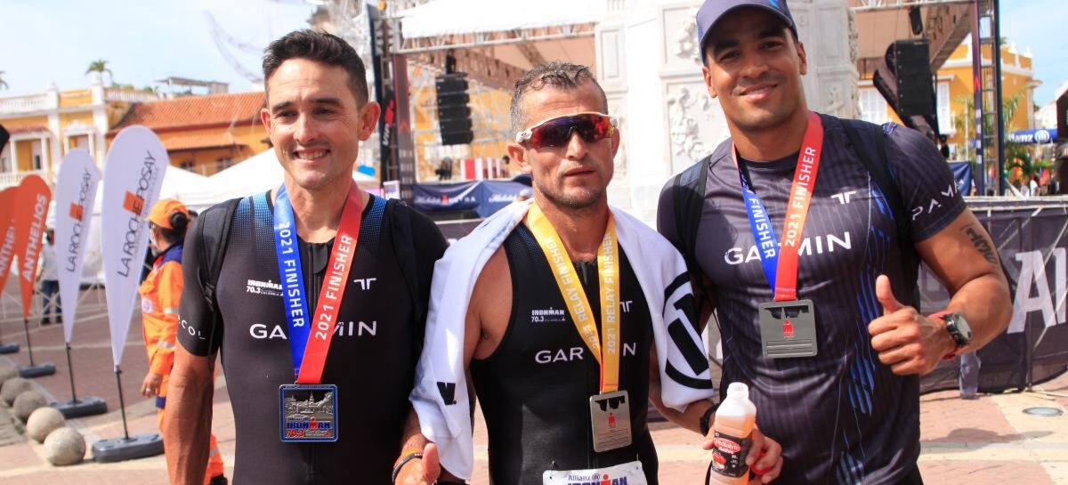 Juan Carlos Cardona, Oscar Sevilla y Leandro Cambindo ganaron el Allianz Ironman 70.3 Cartagena 2021