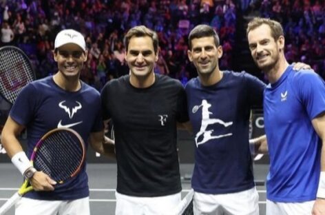 ¡Entrenamiento para la historia! Federer, Nadal, Djokovic y Murray se juntaron a un día de la Laver Cup